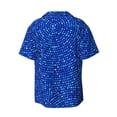 thumbnail image 4 of Balery Blue Circles Mosaic Men's Casual Button Down Shirt Short Sleeve Textured Summer Cuban Beach Shirts-Small, 4 of 7