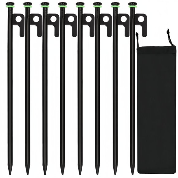 Estacas para Tienda de Campaña HOLANHING Resistente de Acero Forjado de 40 cm, 8 Piezas