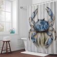 thumbnail image 6 of Farmhouse Watercolor Shower Curtain for Bathroom Decor, Crab Ocean Marine Life Wood Grain Waterproof Fabric Shower Curtain, 60"x72" Set with 12 Hooks, 6 of 9