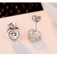 thumbnail image 3 of Par de aretes de corazón de cristal - Cobre chapado en oro blanco Z, 3 of 5