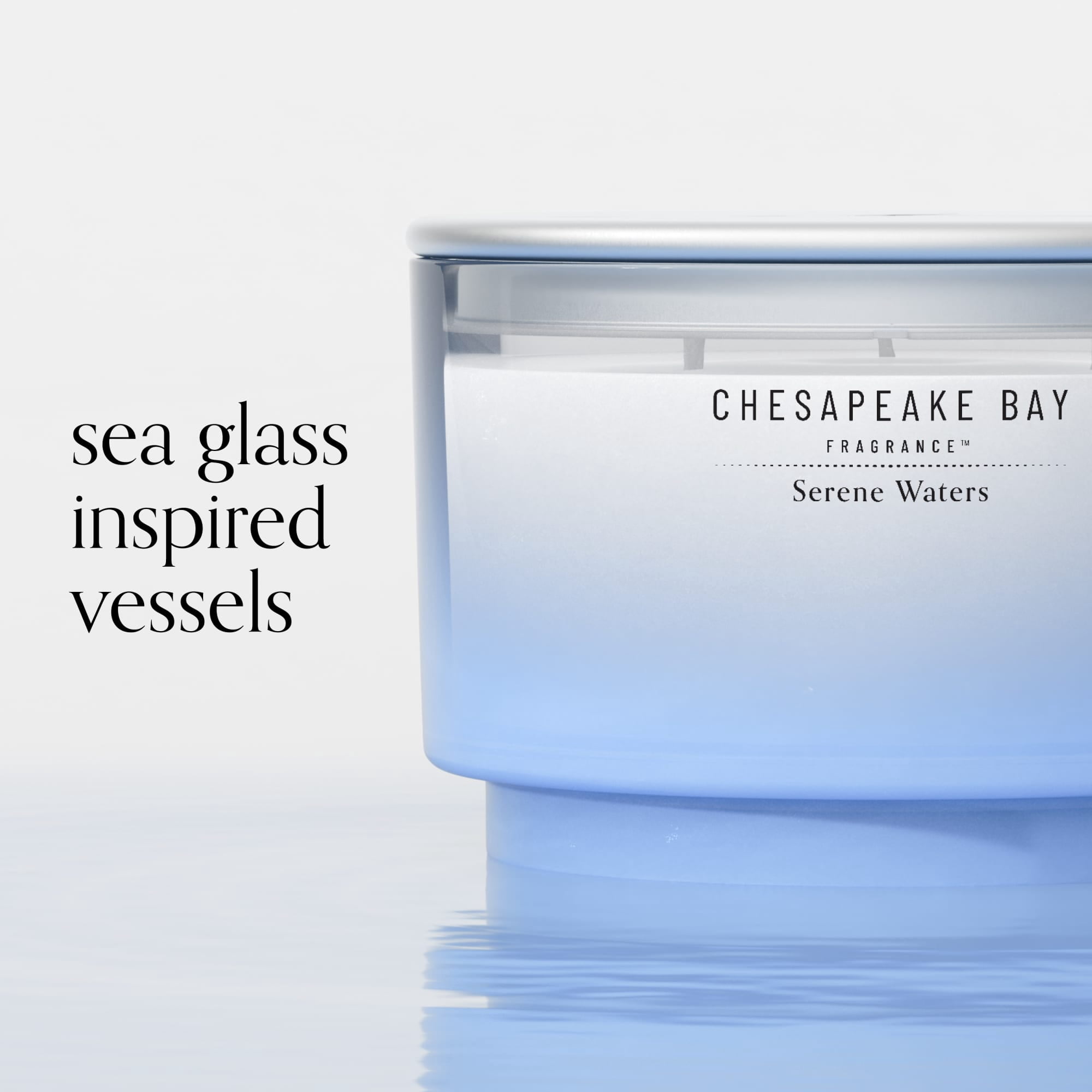 Chesapeake Bay Candle 14.5oz | Serene Waters Scent |Exclusive Mood Evoking Fragrance |Sea Glass-Inspired Jar | Premium Soy Blend Wax with Essential Oils | Coastal Fragrance for Home Décor or Gifting