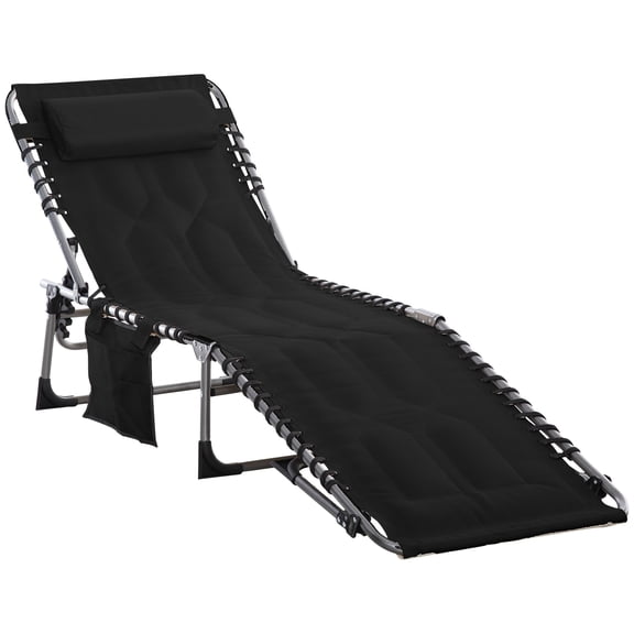 Beach Lounger Chair For Camping - 6 Recline Settings, Padded, , Yard, Patio, Pool Patio Beach, Pool, Outdoor Comfortable