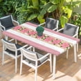 thumbnail image 2 of Pink Poinsettia Christmas Table Cloths for 6 Foot Rectangle Tables, Xmas Botanical Winter Floral Patio Waterproof Elastic Fitted Tablecloths, Washable Rectangular Table Cover for Camping, 2 of 8