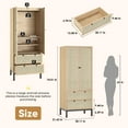 thumbnail image 3 of Brafab Natural Rattan Armoire Wardrobe Closet with 2 Doors, Large Armoire Storage Cabinet with 2 Drawers and 2 Hanging Rods, Wooden Bedroom Armoires for Hanging Clothes with Shelves & Steel Stand, 3 of 7