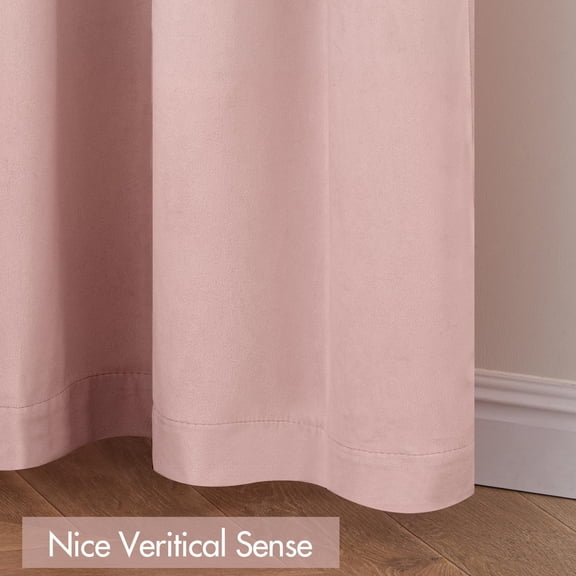 Baby Pink Velvet Curtains Thermal Insulated Blackout Curtain Drapes for Bedroom Living Room Darkening 84 Inches Long Curtains Panels Rod Pocket Set of 2