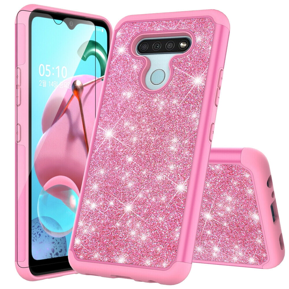 for LG K51 Q51 LG Reflect Glitter Phone Case Dual Layer FullBody Rugged Clear Back Case Drop