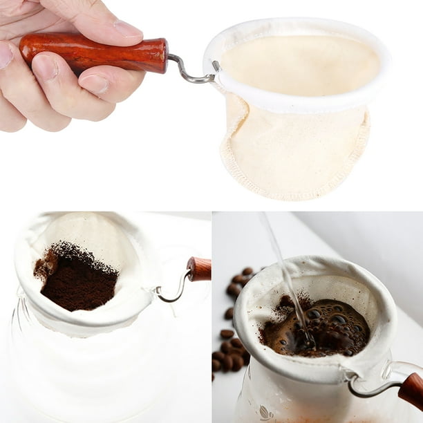 Filtro de Tela para Café Filtro de Café para Verter Colador de Tela Reutilizable con de Madera para Accesorios de Café Elaborado a Mano ANGGREK Otros