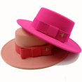 thumbnail image 4 of Sombreros Fedora redondos y cóncavos para hombre y mujer, cinta elástica con lazo superior plano, superficie convexa, sombrero de jazz de fieltro, venta al por mayor, 4 of 4