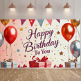 thumbnail image 5 of Glittery Happy Birthday To You Banner with Balloon Star Elements Backdrop for Birthday Party Photography Props Decorations Party Supplies, 5 of 7