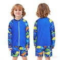 thumbnail image 2 of Lanbubble Toddler Boys Swimsuits Trunk Rashguard Long Sleeve Top Shorts 2 Pieces Bathing Suit Swimwear 3-8Y, 2 of 6