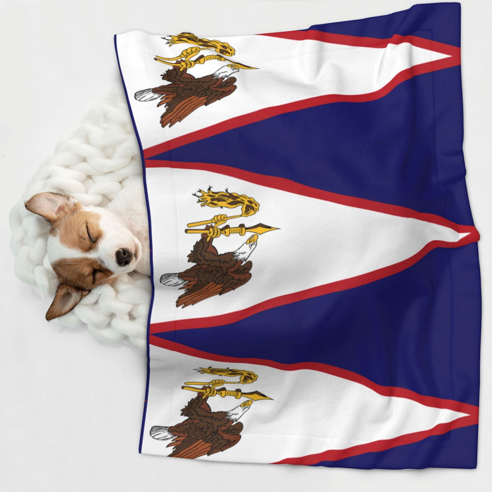 Flannel Throw Dog Blanket America Samoa Flag Soft Warm Print Pet Blankets for Small Dog Cat Puppy