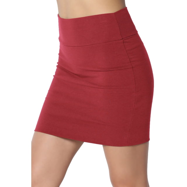 TheMoogan Women's Basic Stretch Cotton High Waist Double Layer Tube Mini Skirt