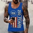 thumbnail image 2 of Vamuko 250 Anniversary Usa Shirt Mens American Flag Graphic Independence Day Shirts Usa Flag Sleeveless Baggy Tanks We the Peaple Fit Fitness Tees Blue S, 2 of 6