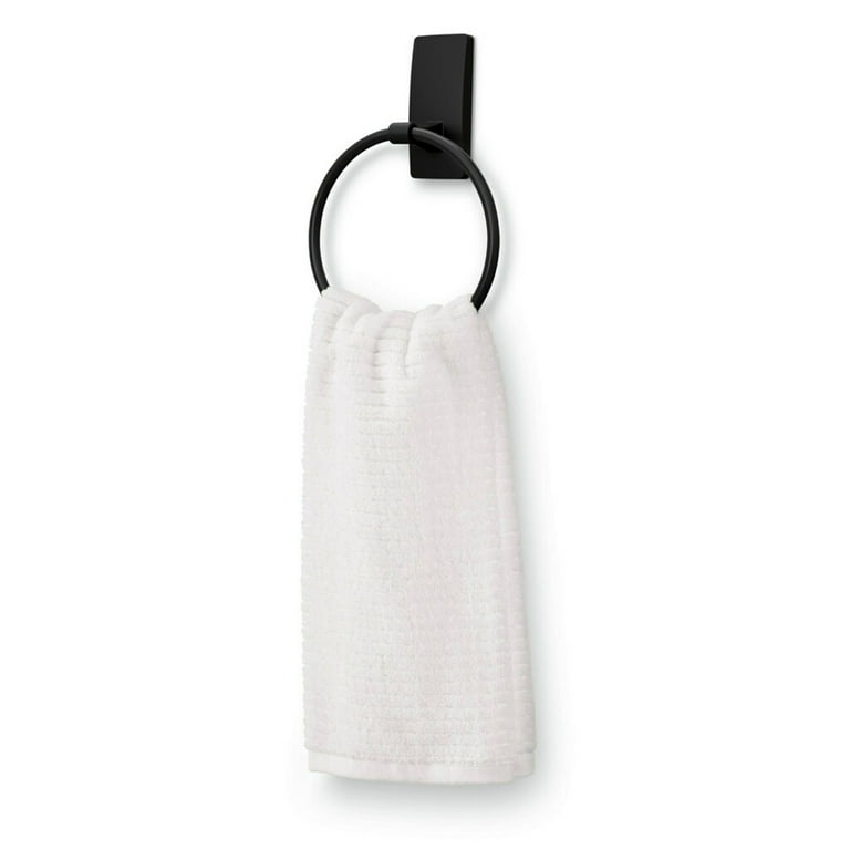 Command Bath Matte Black Towel Ring 1 Towel Ring 2 Strips