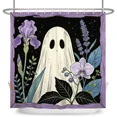 thumbnail image 6 of Tchckioa Purple Ghost Shower Curtain for Dorm Room Halloween Decor,Privacy Protection Hooks Bath Curtain,47x64 Inch, 6 of 8