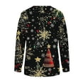 thumbnail image 4 of Craaazy Women's Christmas Long Sleeve Shirts Colorful Snowflake Christmas Tree Printed Round Neck Xmas Tops Gifts, 4 of 5