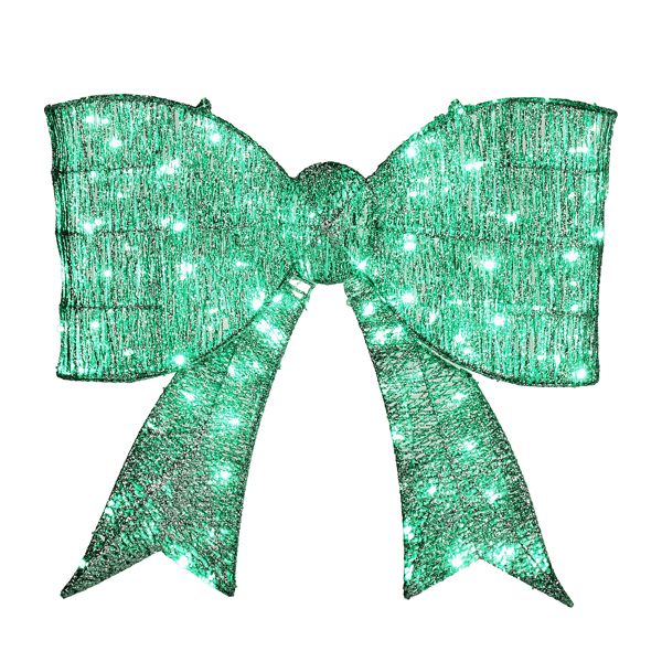 28.3in Pre-Lit Outdoor Christmas Bowknot, 124 Warm White LEDs, Sparkling Tinsel Fabric, Collapsible for Indoor/Outdoor Use