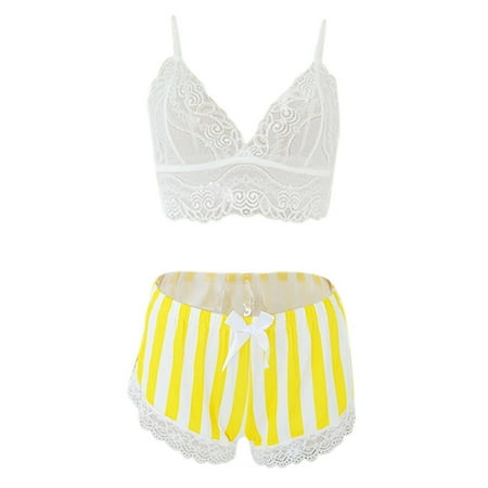 

Fashion Deep V Lace Underwear Sleepwears Sets Nightie Pajamas