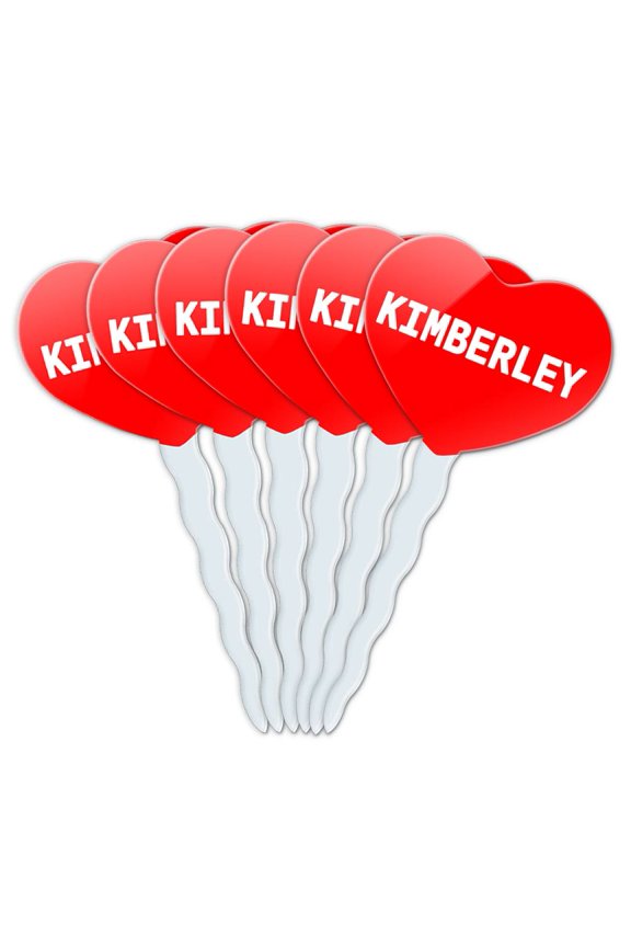 Kimberley Heart Love Cupcake Picks Toppers - Set of 6