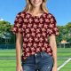 thumbnail image 5 of Tops de Cuello Redondo para las Mujeres Camiseta Impresa de Moda Casual con Mangas Cortas, Tops Cortos para las Mujeres de Uso Diario, 5 of 8