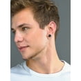 thumbnail image 3 of Pendientes de botón Redondos PROSTEEL con Circonia cúbica negra brillante de plata esterlina para hombres y niños, 3 of 7