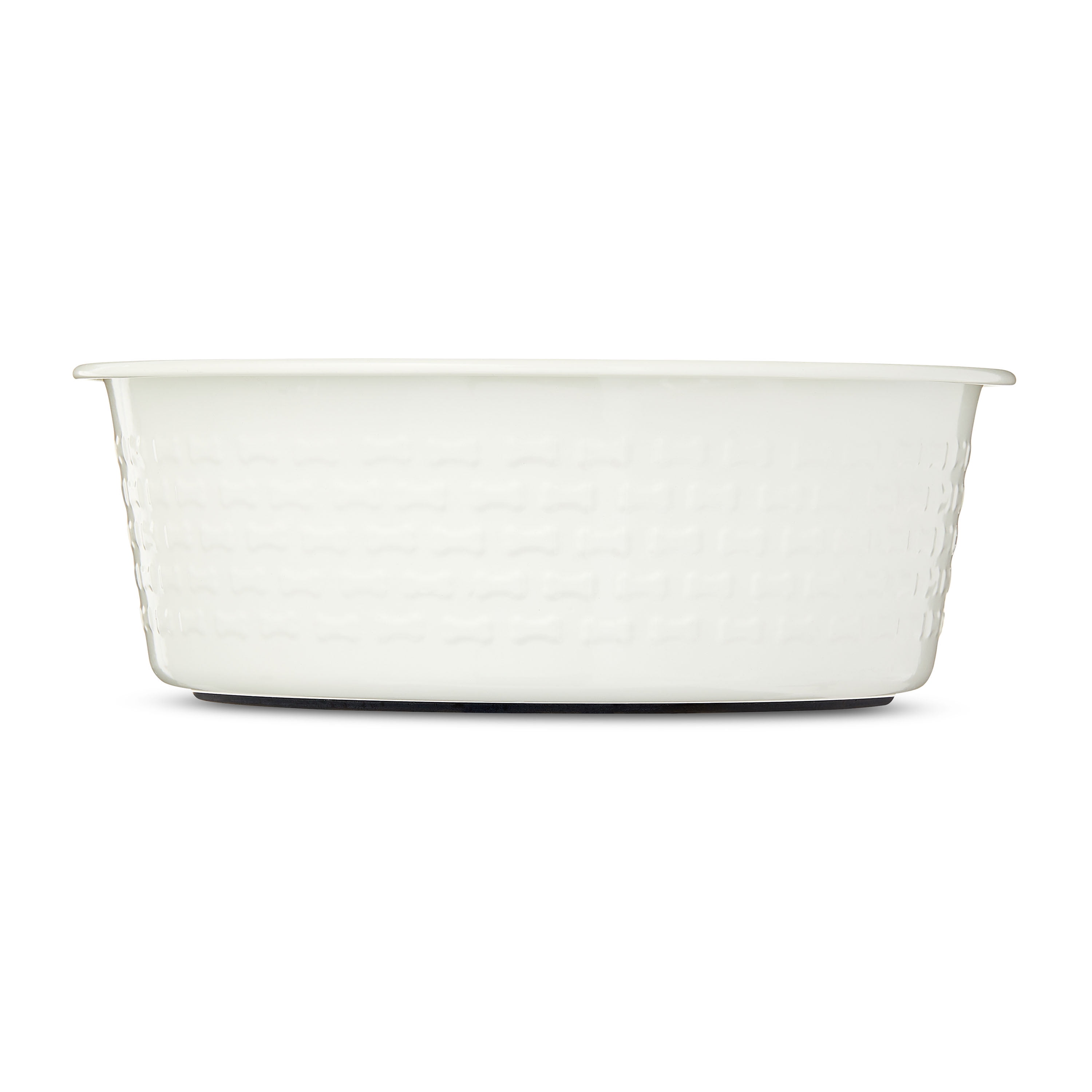 Vibrant Life Large 7.5-Cup Stainless Steel Bone Textured Pet Bowl, White