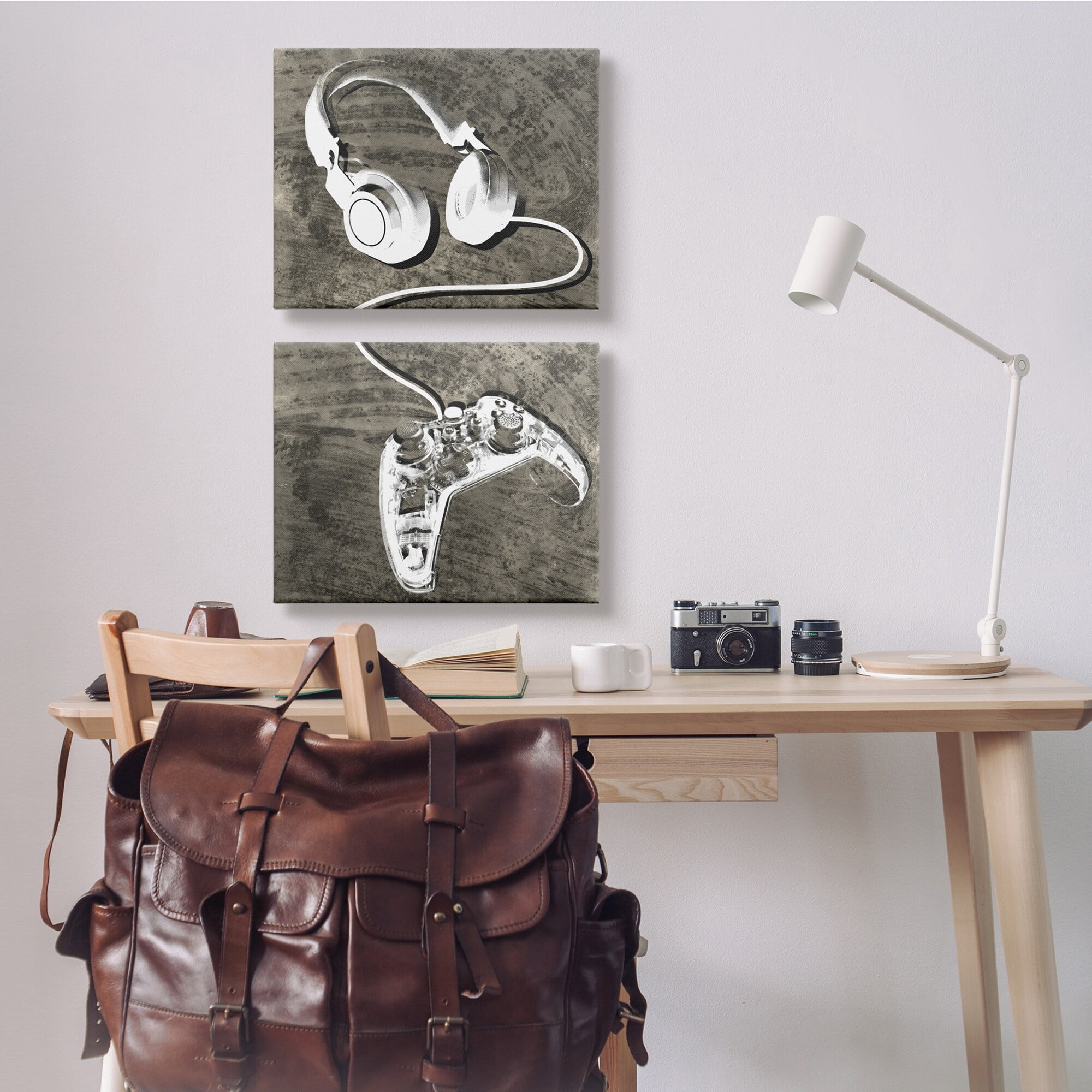 Stupell Industries Kids' Entertainment Accessories Rustic Headphones Video Game Controller, 20 x 16, Design by Daphne Polselli