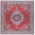 thumbnail image 3 of SAFAVIEH Tucson Jessica Traditional Machine Washable Area Rug, 6' x 6' Square, Red/Beige, 3 of 14