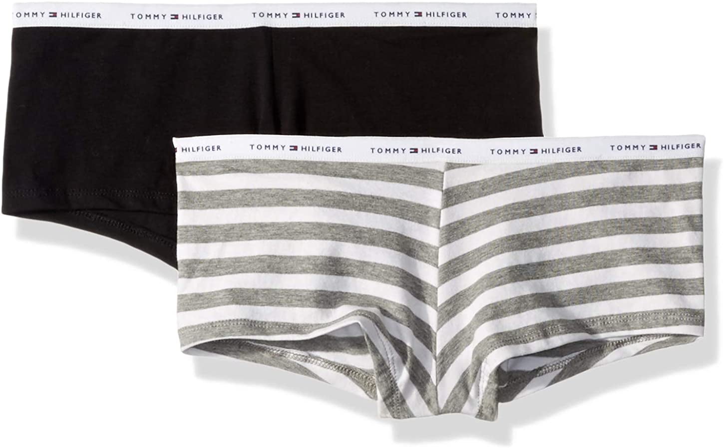 Tommy Hilfiger Women's Cotton Boyshort Underwear Panty, 2 Pack, Rugby