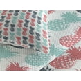 thumbnail image 3 of Ambesonne Tropical Quilted Coverlet 3 Pcs, Stamped Minimal Backdrop, Queen Size, Turquoise White Coral, 3 of 4