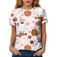 thumbnail image 4 of CAICJ98 Halloween T Shirts for Women Funny Pumpkin Graphic Short Sleeve Shirt Casual Fall Tee Tops Women's Halloween Shirt (Light Pink,5XL), 4 of 8