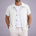 thumbnail image 2 of Mens Shirts Short Sleeve, Mens Short Sleeve Button Down Shirts Casual Seersucker Textured Cotton Shirt Summer Vacation Beach Shirts, 2 of 9
