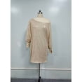 thumbnail image 4 of Glitter Women's Metallic sequins Asymmetrical Off Shoulder Long Sleeve Fitted Dress for Club Outings and Galas, 4 of 10