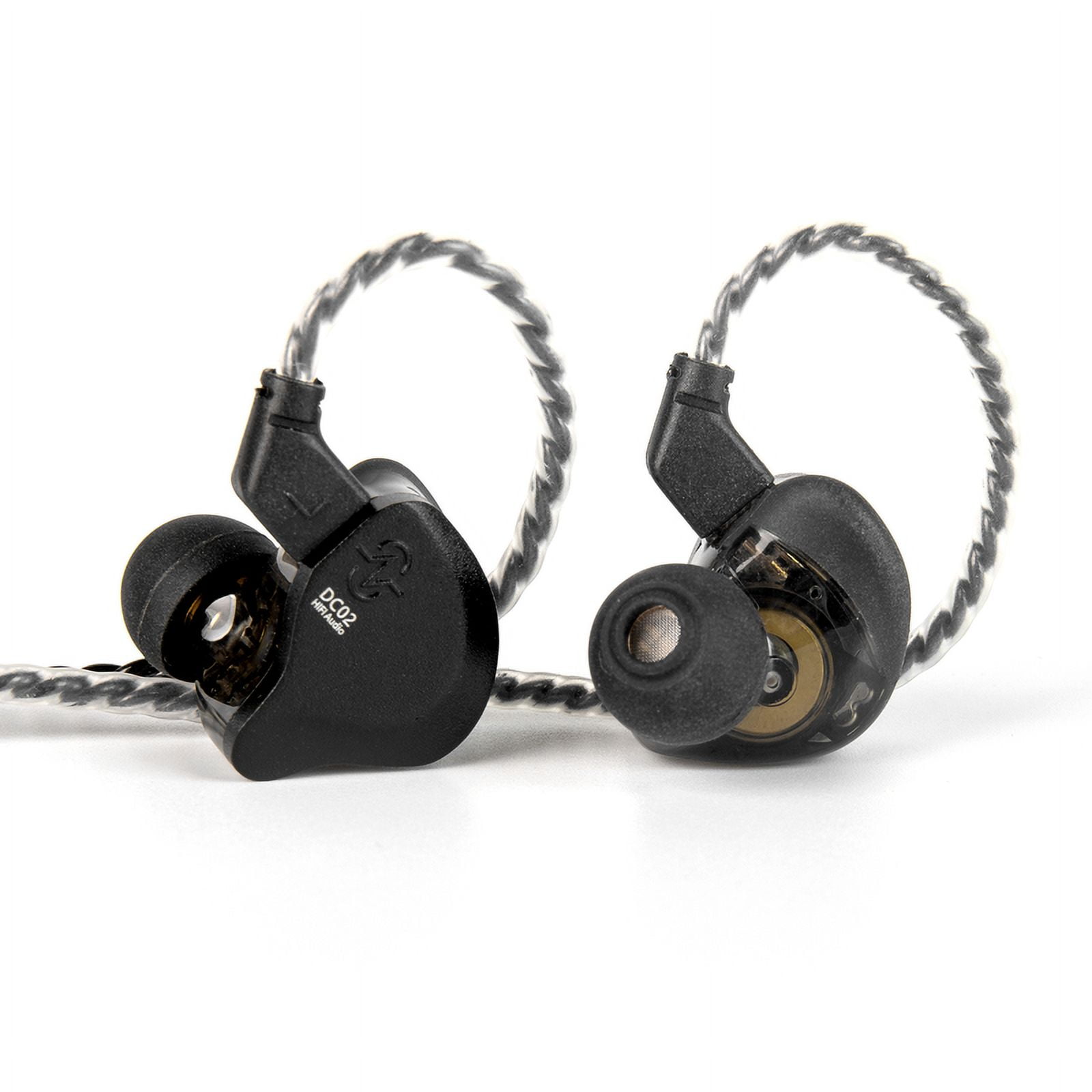 CCZ DC02 In-Ear Monitors – Dual Magnetic DD HiFi Earphones, Noise Isolating, 4N OFC Cable, No Mic (Black)