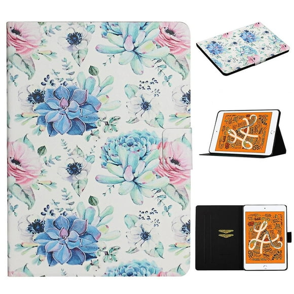 Flower Pattern Printing Card Holder Stand Tablet Shell For Ipad Mini (2019) 7.9 inch/4/3/2/1 Flower