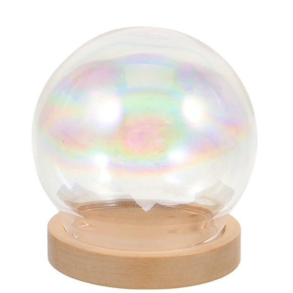 Glass Dome with Wood Base Doll Glass Cover Eternal Flower Glass Dome for Diy Crafts Making