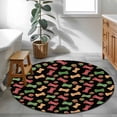 thumbnail image 3 of Round Area Rugs Collection 4 Ft, Merry Christmas Non-Slip Residential Carpet, Abstract Pets Footprints Bones Red Green Indoor Crawling Mats Runner Rugs for Living Room/Dining Room/Bedroom, 3 of 8