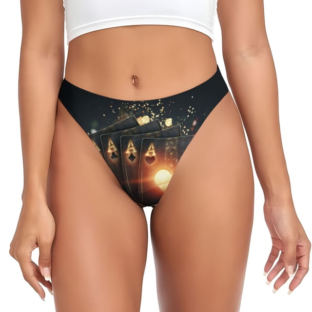 Balery Creative Poker Tangas de Algodón para Mujer con Estampado – Ropa Interior Sexy, Transpirable, G-string-3X-Large