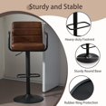 thumbnail image 6 of Bar Stools Set of 4, PU Leather Adjustable Height 360° Swivel Barstools with Backrest and Armrests, Counter Height Bar Chairs for Kitchen Island, Bar, Dining Room, Yellowish Brown, 6 of 13