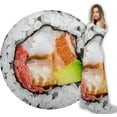 thumbnail image 1 of Fleece Blanket Sushi Roll Wrap Blanket Round Throw Blanket Funny Realistic Food, 1 of 9