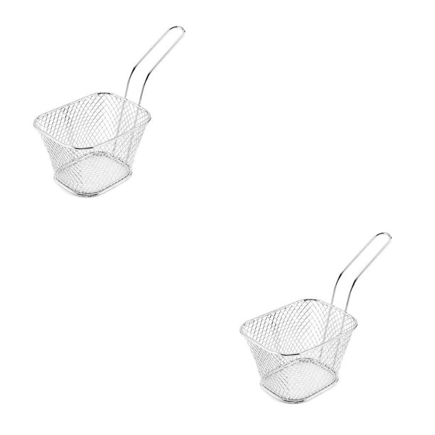 Wosthever Cesta para freír aperitivos Colador de aceite Cestas de acero inoxidable Colador de patatas fritas Accesorio de contenedor de almacenamiento de Plata 2piezas Wosthever CBP103391