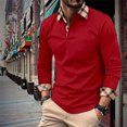 thumbnail image 2 of TSADFHJI Mens T-Shirts Long Sleeve Breathable Fashion Mens Athletic Long Sleeve Shirts Business Regular Fit Shirts Plaid Collared Tops with Button S Red, 2 of 5