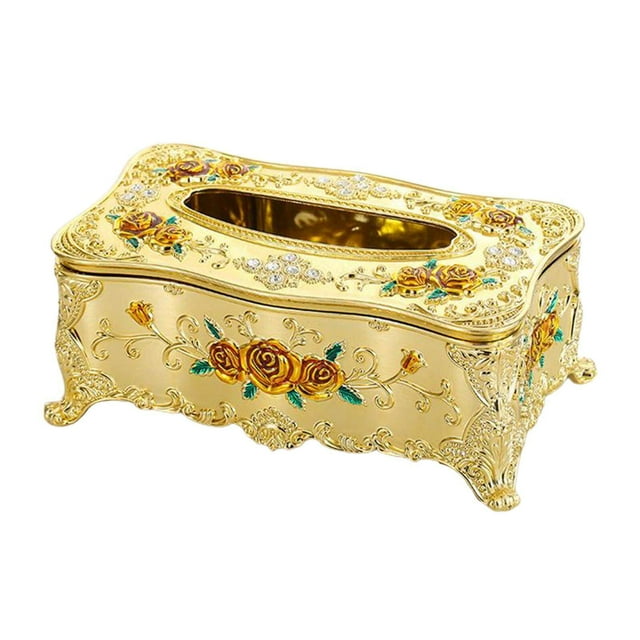 Home Rectangular Tissue Paper Box Case Holder Cover Hotel modern Golden Orange