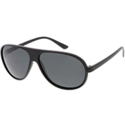 Oversize Flat Top Aviator Sunglasses Polarized Lens 61mm (Matte Black / Smoke Polarized)