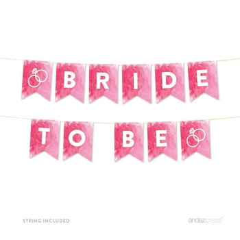 Bride To Be Pink Watercolor Wedding Hanging Pennant Party Banner with String