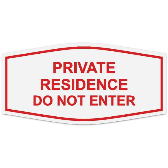 Signs ByLITA Fancy Private Residence Do Not Enter Sign - Laser-Engraved Lettering | Durable ABS Plastic | Vibrant Colors | Powerful Foam Tape (White/Red) - Large