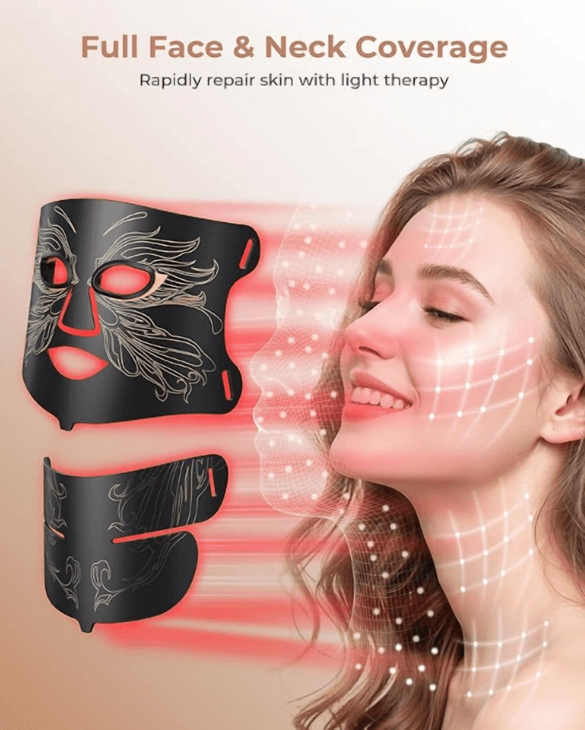 CNV  LED Light Therapy mask Red Light Therapy for Face and Neck, 7 Colors Red Light Therapy Mask, Led Face Mask Light Therapy with 324 LED, 5 Brightness Levels & 20 Mins Timer for Home & Travel