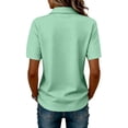 thumbnail image 4 of Women's Polo Shirts Short Sleeve V Neck Business Casual solid color Tops Golf Collared 3 Buttons Summer Work Blouse, S, 4 of 5