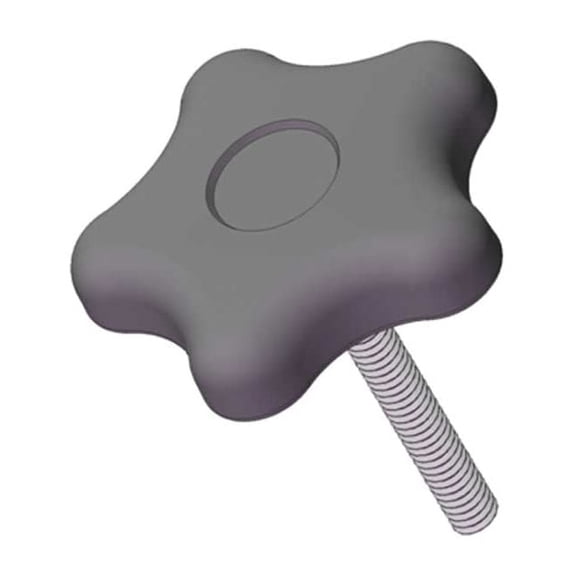 Star Knob with Screw, 5/16-18 Thread Size, 0.50"L, Steel