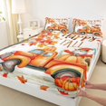 thumbnail image 3 of Manfei Happy Fall Bed Sheets,Autumn Pumpkin Maples King Sheets,Rustic Farmhouse Cabin Sheet Set For Girl Boys,Microfiber Bedroom Decor,4pcs, 3 of 7